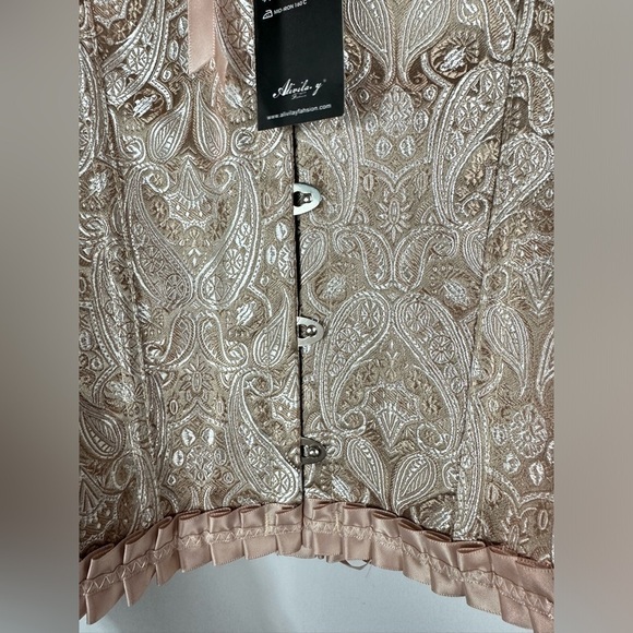 NWT alivila y fashion rose gold paisley corset size 5XL - Picture 4 of 11